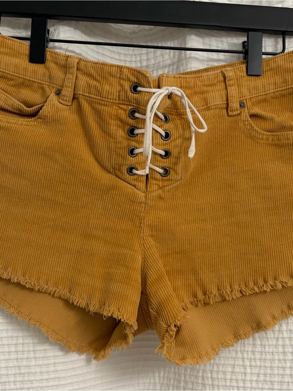 Billabong Mustard Corduroy Lace-Up High-Waist Shorts